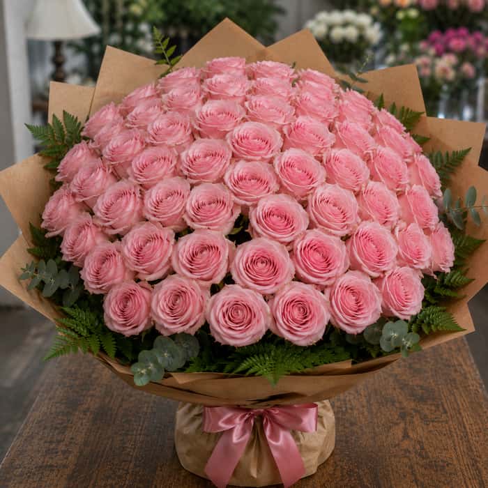 Ramillete coreano rosas rosadas x 100