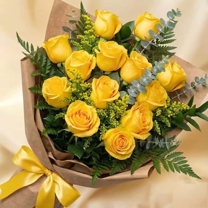 Ramillete coreano rosas amarillas x 12