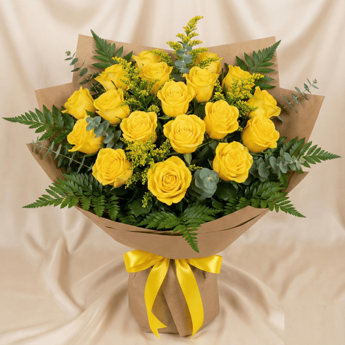 Ramillete coreano rosas amarillas x 18