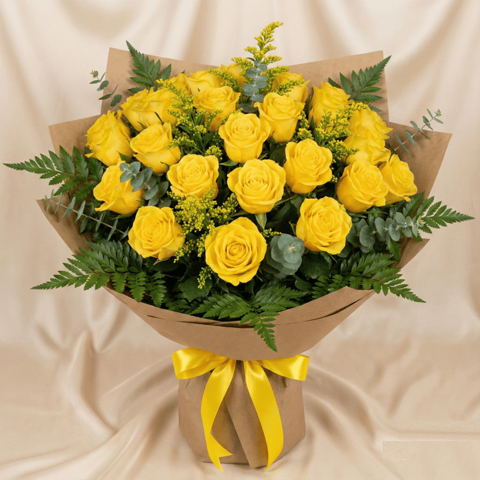 Ramillete coreano rosas amarillas x 24