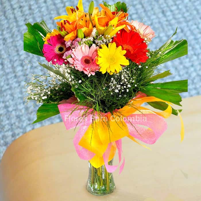 Arreglo Floral una cara varias flores x 12