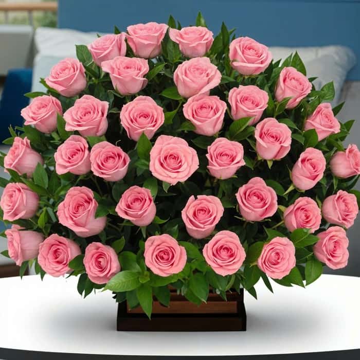 Arreglo Floral una cara rosas rosadas x 36