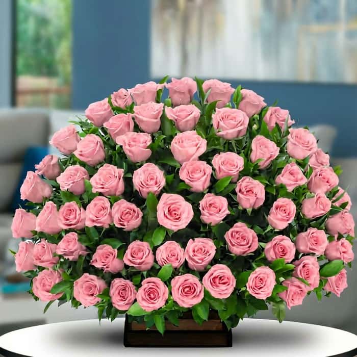 Arreglo Floral una cara rosas rosadas x 60