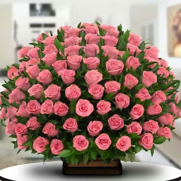 Arreglo Floral una cara rosas rosadas x 72