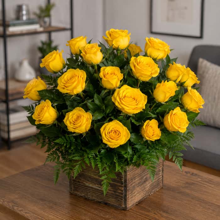 Arreglo Floral una cara rosas amarillas x 24