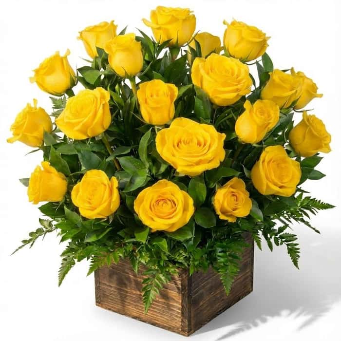 Arreglo Floral una cara rosas amarillas x 24