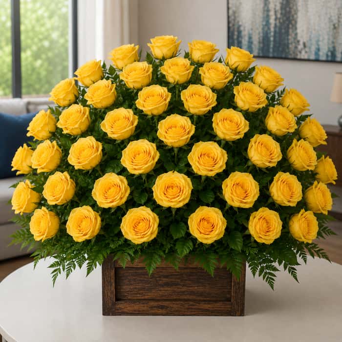 Arreglo Floral una cara rosas amarillas x 36