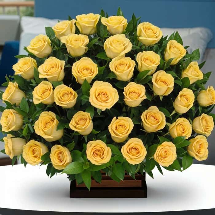 Arreglo Floral una cara rosas amarillas x 36