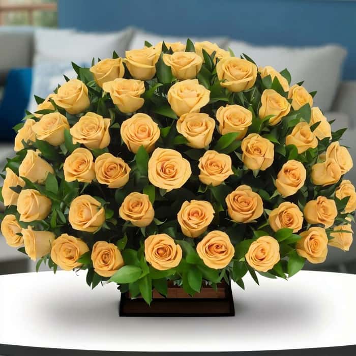 Arreglo Floral una cara rosas amarillas x 48