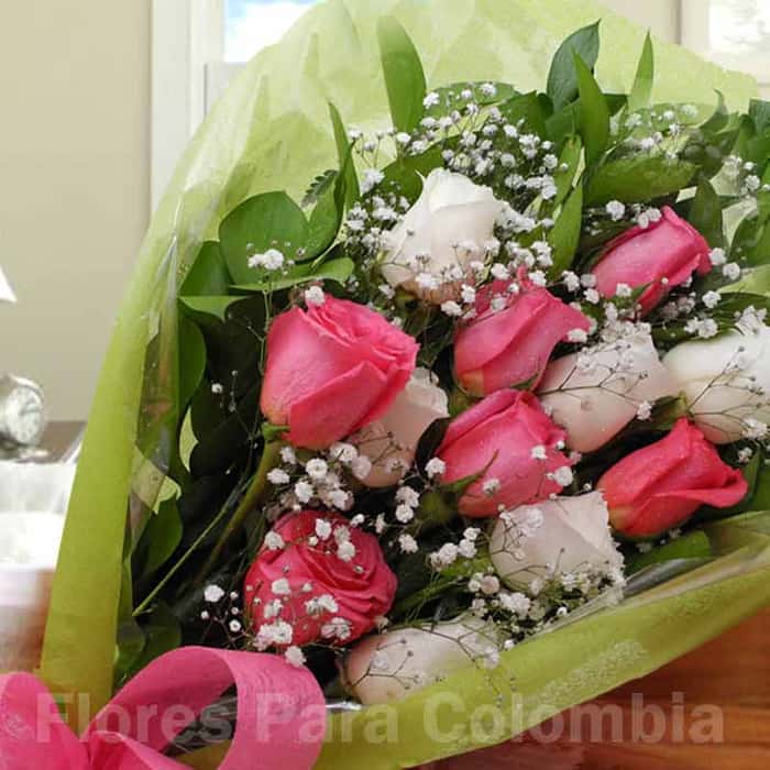 ramillete rosas varios colores x 12