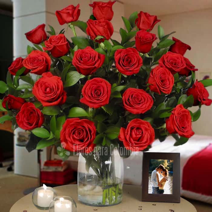 Arreglo Floral una cara rosas rojas x 24