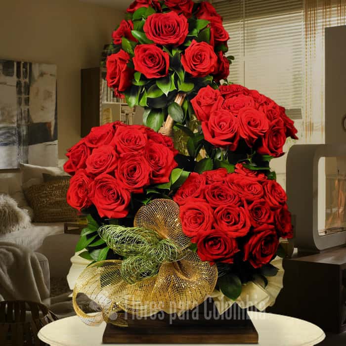 Arreglo Floral una cara rosas rojas x 60