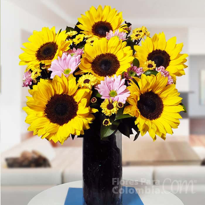 Arreglo Floral una cara varias flores x 14