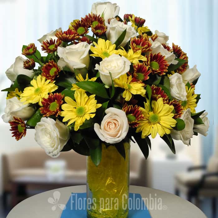 Arreglo Floral una cara varias flores x 17