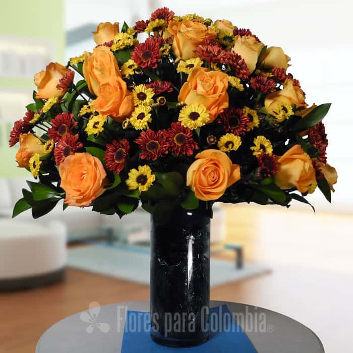 Arreglo Floral una cara varias flores x 17