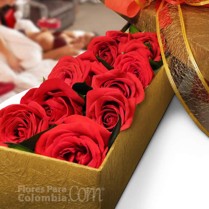 caja rosas rojas x 18