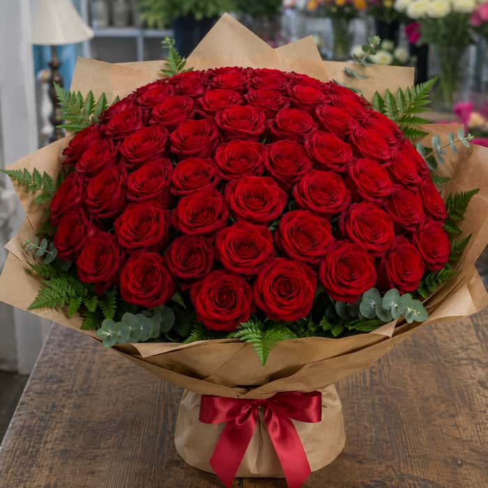 Ramillete coreano rosas rojas x 100