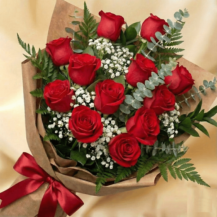 Ramillete coreano rosas rojas x 12