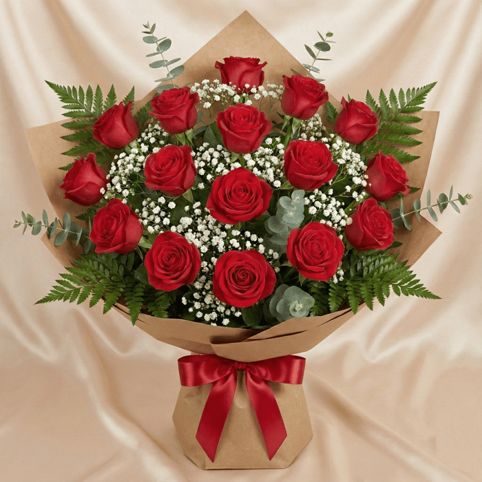 Ramillete coreano rosas rojas x 18