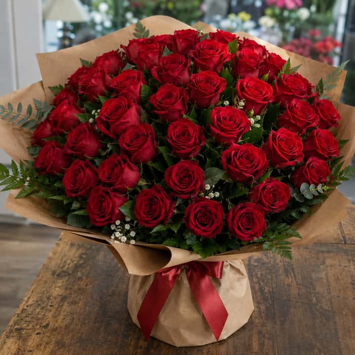 Ramillete coreano rosas rojas x 36