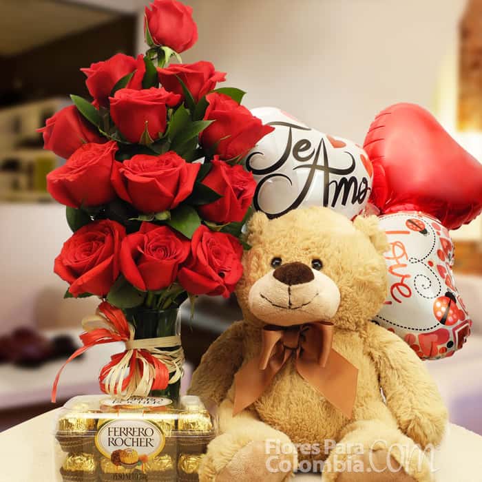 Arreglo Floral una cara rosas rojas x 12