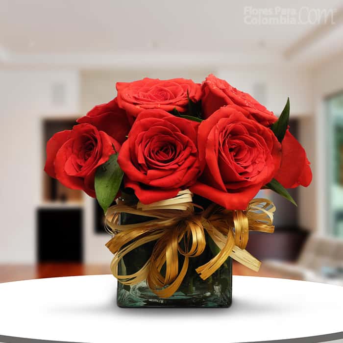 Arreglo Floral una cara rosas rojas x 12