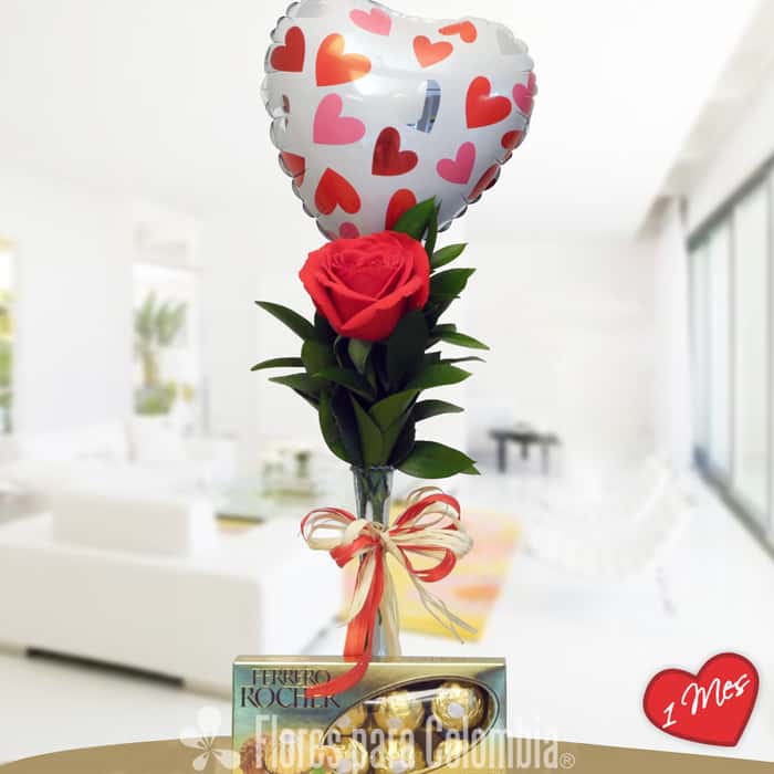 Arreglo Floral una cara rosas rojas x 1