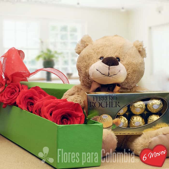 caja rosas rojas x 6