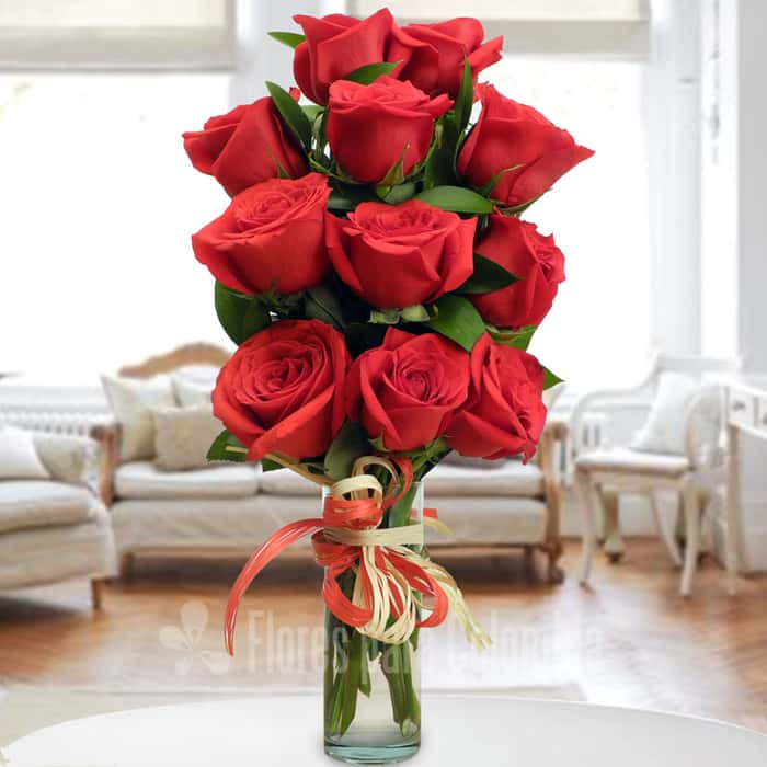 Arreglo Floral una cara rosas rojas x 11