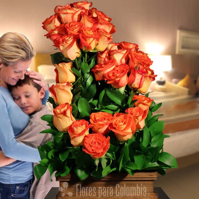 abrazo rosas naranja x 30
