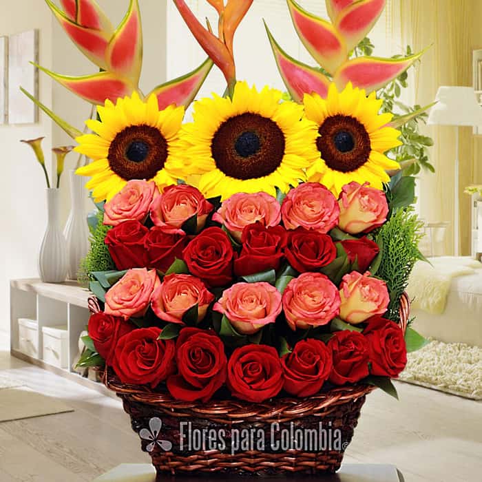 Arreglo Floral una cara varias flores x 29