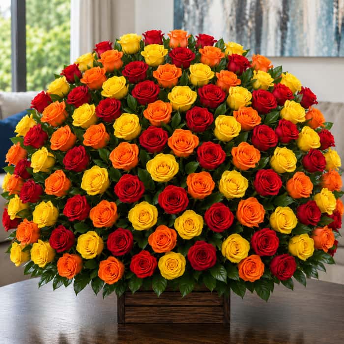 Arreglo Floral en rosas varios colores x 100