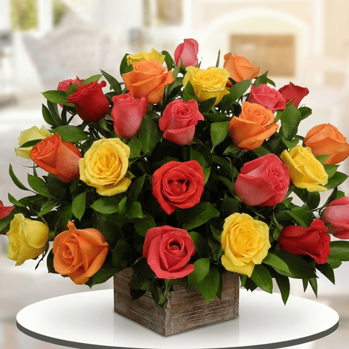 Arreglo Floral en rosas de varios colores x 24