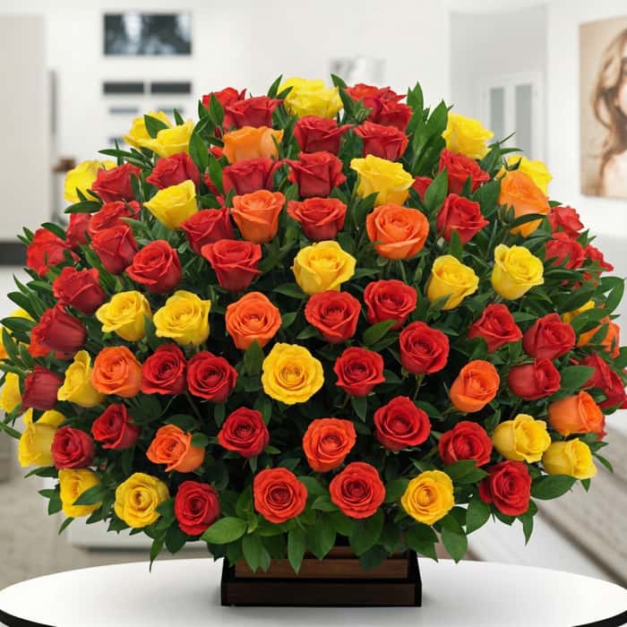 Arreglo Floral en rosas de varios colores x 86