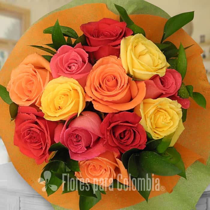 bouquet rosas varios colores x 18
