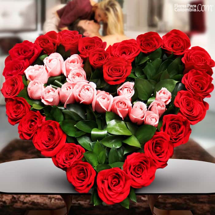 corazón rosas varios colores x 34