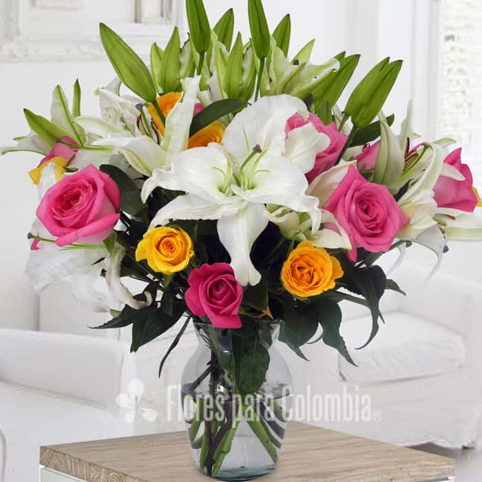 Arreglo Floral una cara varias flores x 20