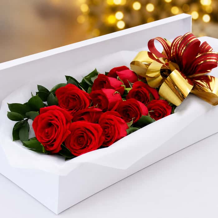 caja rosas rojas x 12