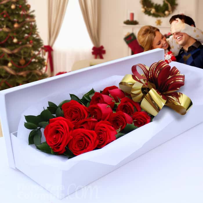 caja rosas rojas x 18
