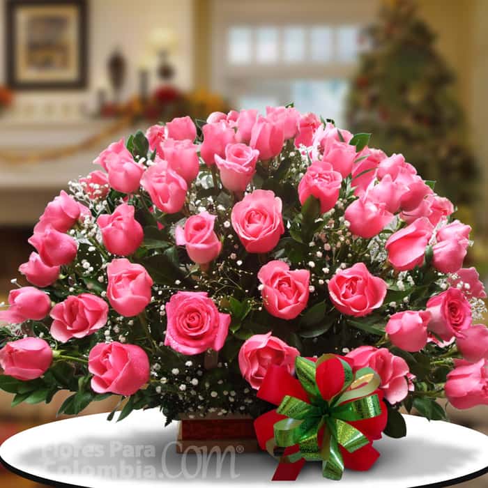 Arreglo Floral una cara rosas rosadas x 24
