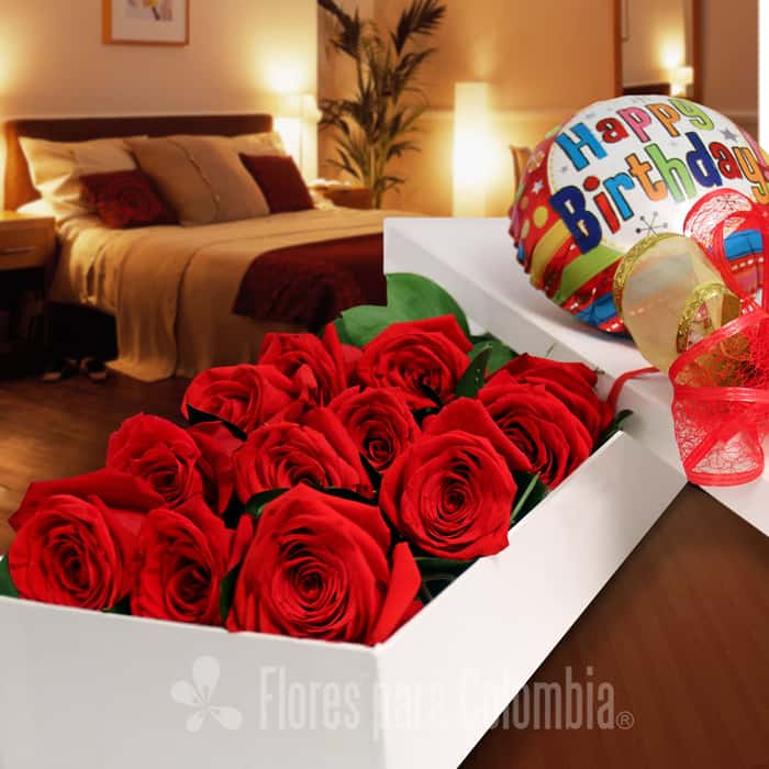 caja rosas rojas x 12