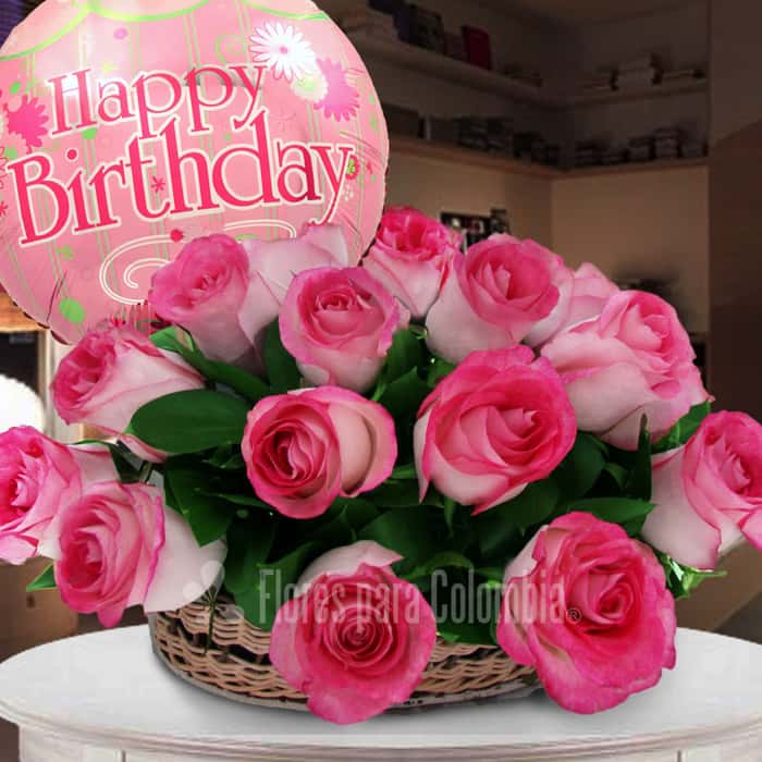 Arreglo Floral una cara rosas rosadas x 28