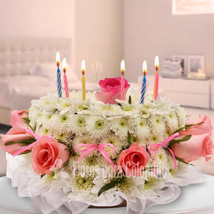 pastel varias flores x 11