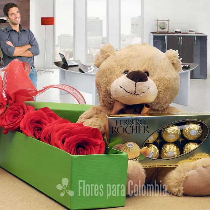 caja rosas rojas x 6