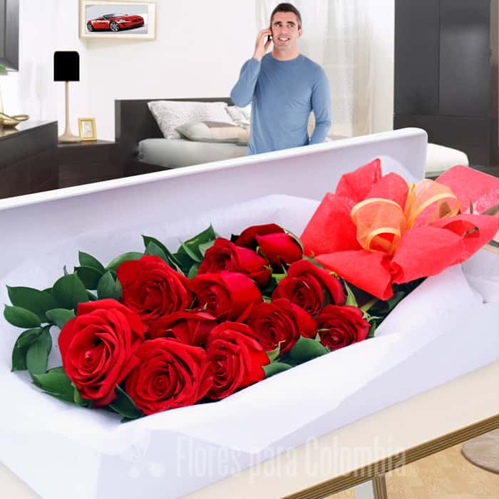 caja rosas rojas x 18