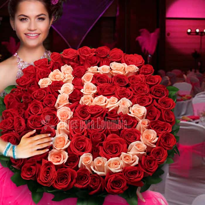 Arreglo Floral una cara rosas varios colores x 99