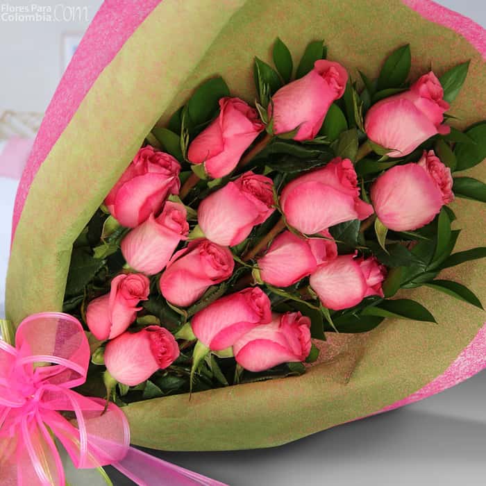 ramillete rosas rosadas x 15