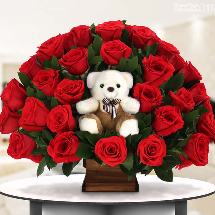 Arreglo Floral una cara rosas rojas x 48
