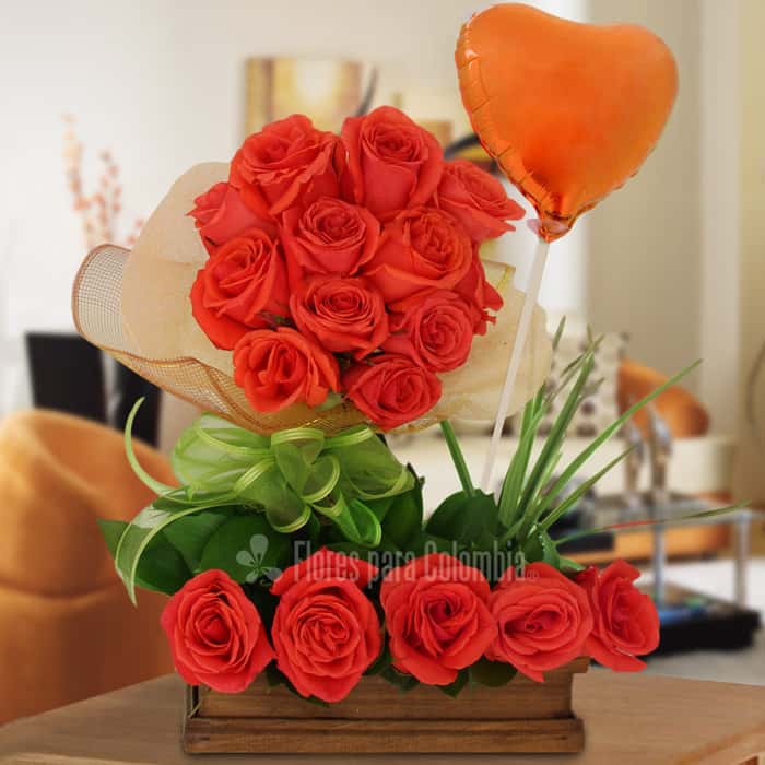 triangular rosas naranja x 18