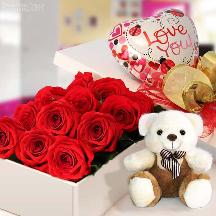 caja rosas rojas x 12